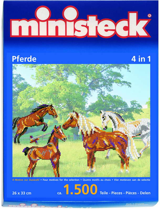 Ministeck MC32733 Ministeck paarden 4 in 1, ca. 1.500 steentjes
