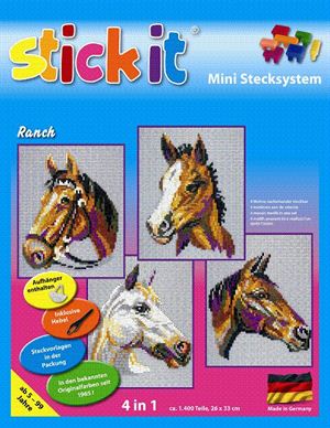 Ministeck MC41149 Stick-it paardenranch, 4 in 1 set, ca. 1.400 steentjes, ophanghaakje en heveltje