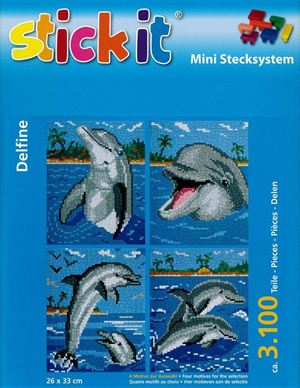Ministeck MC41155 Stick-it dolfijnen, 4 in 1 set, ca. 3.100 steentjes, ophanghaakje en heveltje