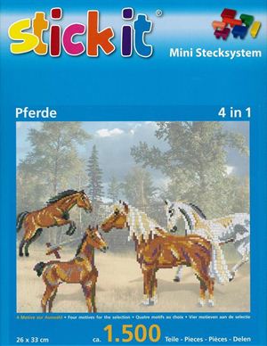 Ministeck MC41156 Stick-it paarden, 4 in 1 set, ca. 1.500 steentjes, ophanghaakje en heveltje