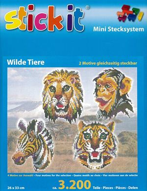 Ministeck MC41171 Stick-it wilde dieren XXL, 4 in 1 set (aanbieding), ca. 3.200 steentjes, ophanghaakje en heveltje