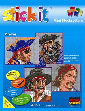 Ministeck MC41191 Stick-it Piraten, 4 in 1 set, ca. 3.500 steentjes, ophanghaakje en heveltje